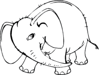 A coloring page of elephant