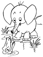 A coloring page of elephant