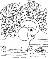 A coloring page of elephant
