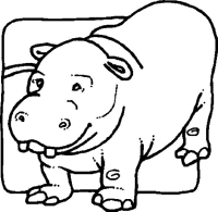 A coloring page of hippopotamus