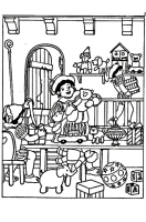 A coloring page of sinterklaas
