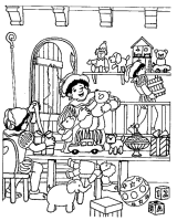 A coloring page of sinterklaas