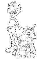 A coloring page of digimon