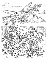 A coloring page of digimon