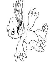 A coloring page of digimon