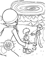 A coloring page of digimon