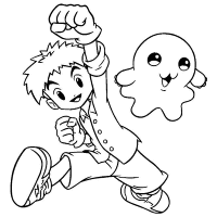 A coloring page of digimon