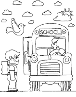 A coloring page of school