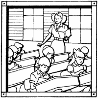 A coloring page of school