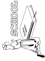 A coloring page of school