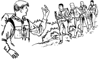 A coloring page of hiking