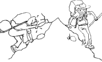 A coloring page of hiking