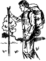 A coloring page of hiking