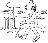 A coloring page of hiking