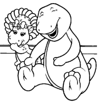A coloring page of barney