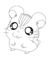 A coloring page of hamtaro
