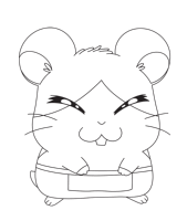 A coloring page of hamtaro