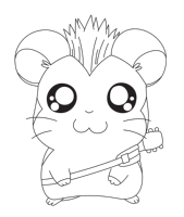A coloring page of hamtaro